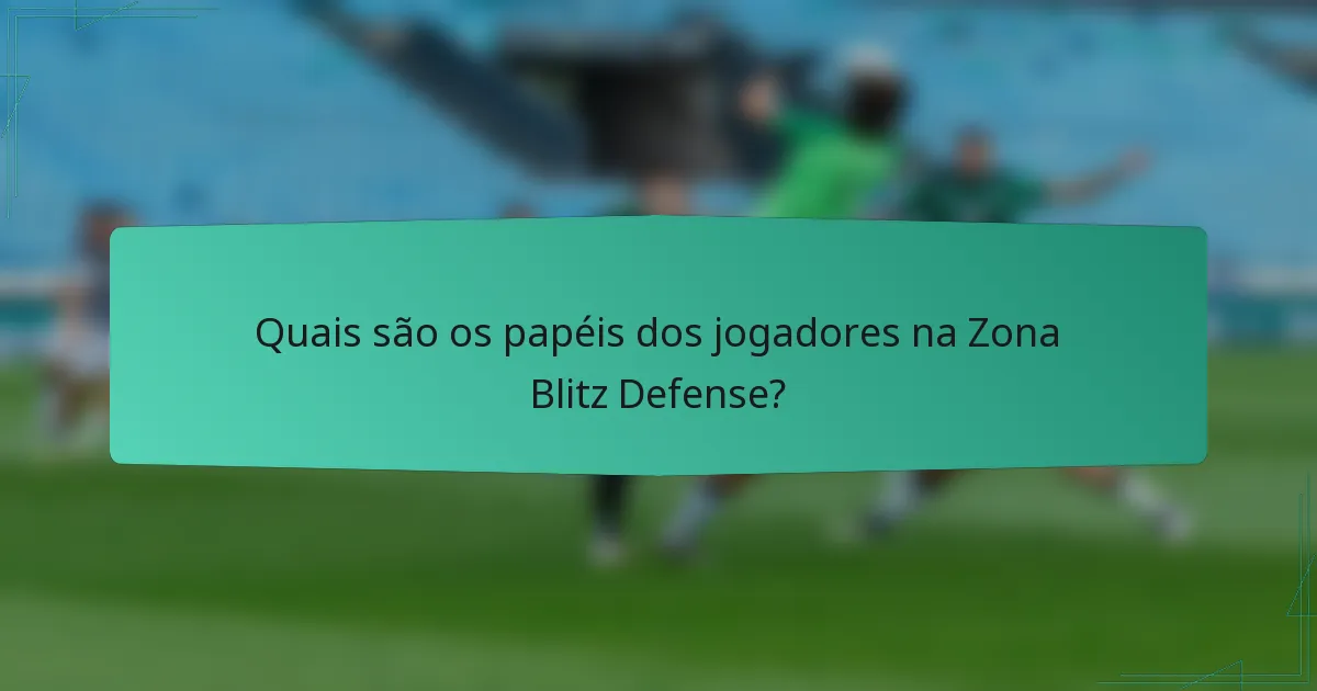 Quais são os papéis dos jogadores na Zona Blitz Defense?